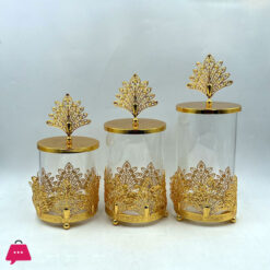 3 PCS CANDY JAR (GOLDEN)