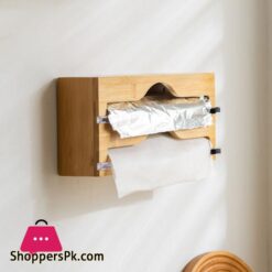 Bamboo Fresh Wrap Cut Box Wall-mounted Aluminum Foil and Plastic Wrap Foil Cutter