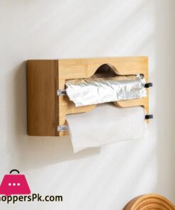 Bamboo Fresh Wrap Cut Box Wall-mounted Aluminum Foil and Plastic Wrap Foil Cutter