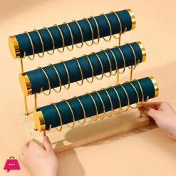 Three-Tier Jewelry Display Stand Wooden Bangles Display Stand - Heavy-Duty Organizer for Bracelets Necklaces Watches
