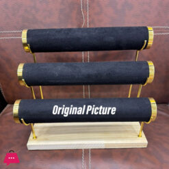 Three-Tier Jewelry Display Stand Wooden Bangles Display Stand - Heavy-Duty Organizer For Bracelets Necklaces Watches