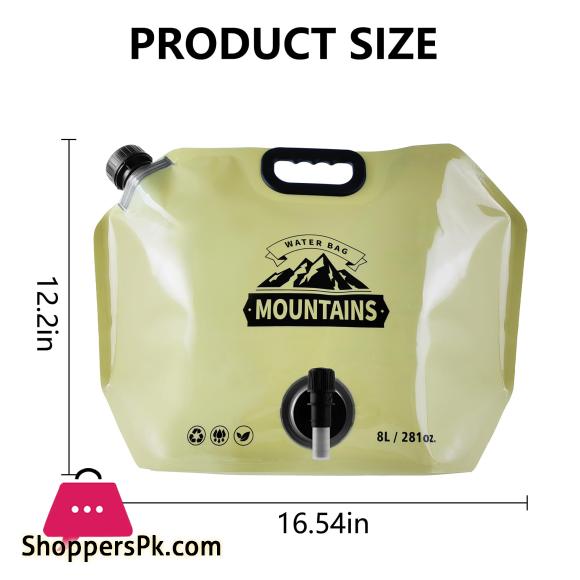 Outdoor Collapsible Water Storage Bag With Faucet Valve Plastic Water Bag 8-Liter 6 Outdoor Collapsible Water Storage Bag With Faucet Valve Plastic Water Bag 8-Liter - Image 4