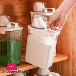 Refillable Laundry Detergent Dispenser Empty Tank for Powder Softener Bleach Storage Container with Labels