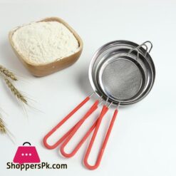 Stainless Steel 2 Layer 30 Fine Mesh Strainer Kitchen Flour Handheld Screen Mesh Flour Sieve (3Pcs)