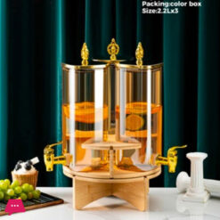 Golden Crown Juice Rotating Glass Dispenser Jar With Rack Drink Dispenser - 6.8 Liter