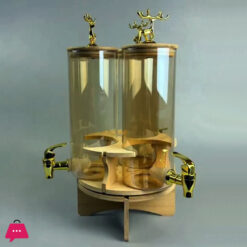 Golden Crown Juice Rotating Glass Dispenser Jar With Rack Drink Dispenser - 6.8 Liter