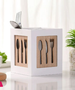 Knives and Forks Bamboo Kitchen Cutlery Holder - 1Pcs