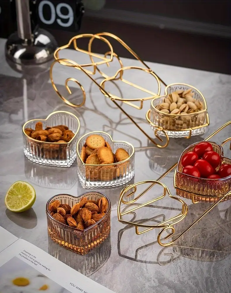 Multi-Layers Fruit Stand With 3 Creative Heart Shaped Glass Fruit Stand 6 Multi-Layers Fruit Stand With 3 Creative Heart Shaped Glass Fruit Stand