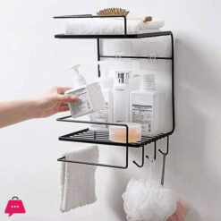 Multifunctional 2 Tier Corner Bathroom And Kitchen Shelves Storage Wall Mounted Durable Shower Caddy Organizer Rack for Kitchen Toilet