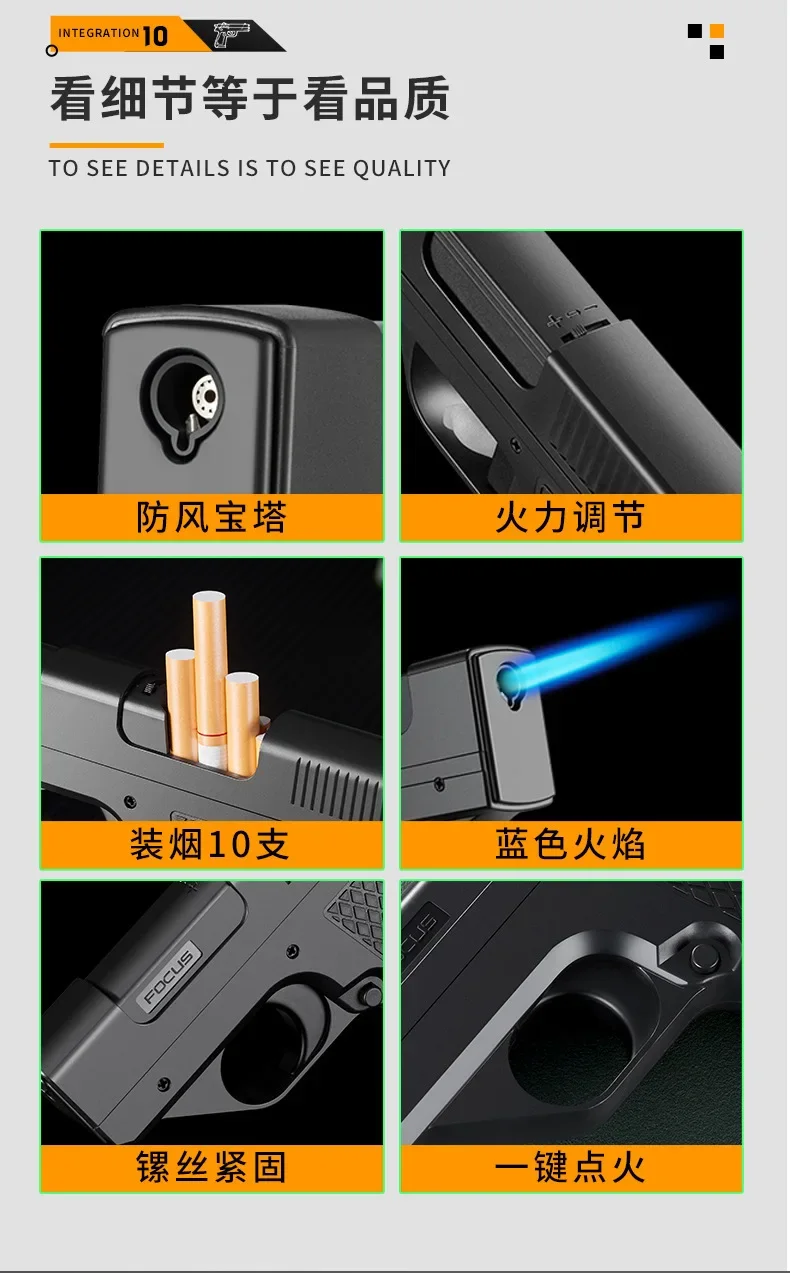 New Gun Lighter Pistol With Magazine Cigarette Holder 8 New Gun Lighter Pistol With Magazine Cigarette Holder