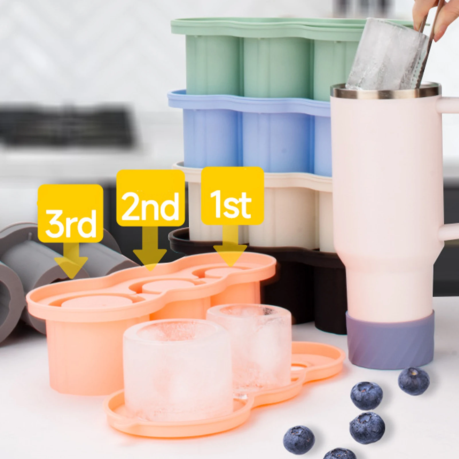 Stanley Ice Cube Maker With Lid 3 Hollow Cylinder Ice Cube Molds