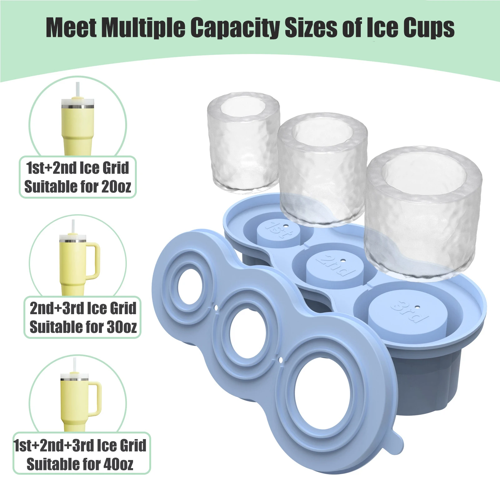 Stanley Ice Cube Maker With Lid 3 Hollow Cylinder Ice Cube Molds