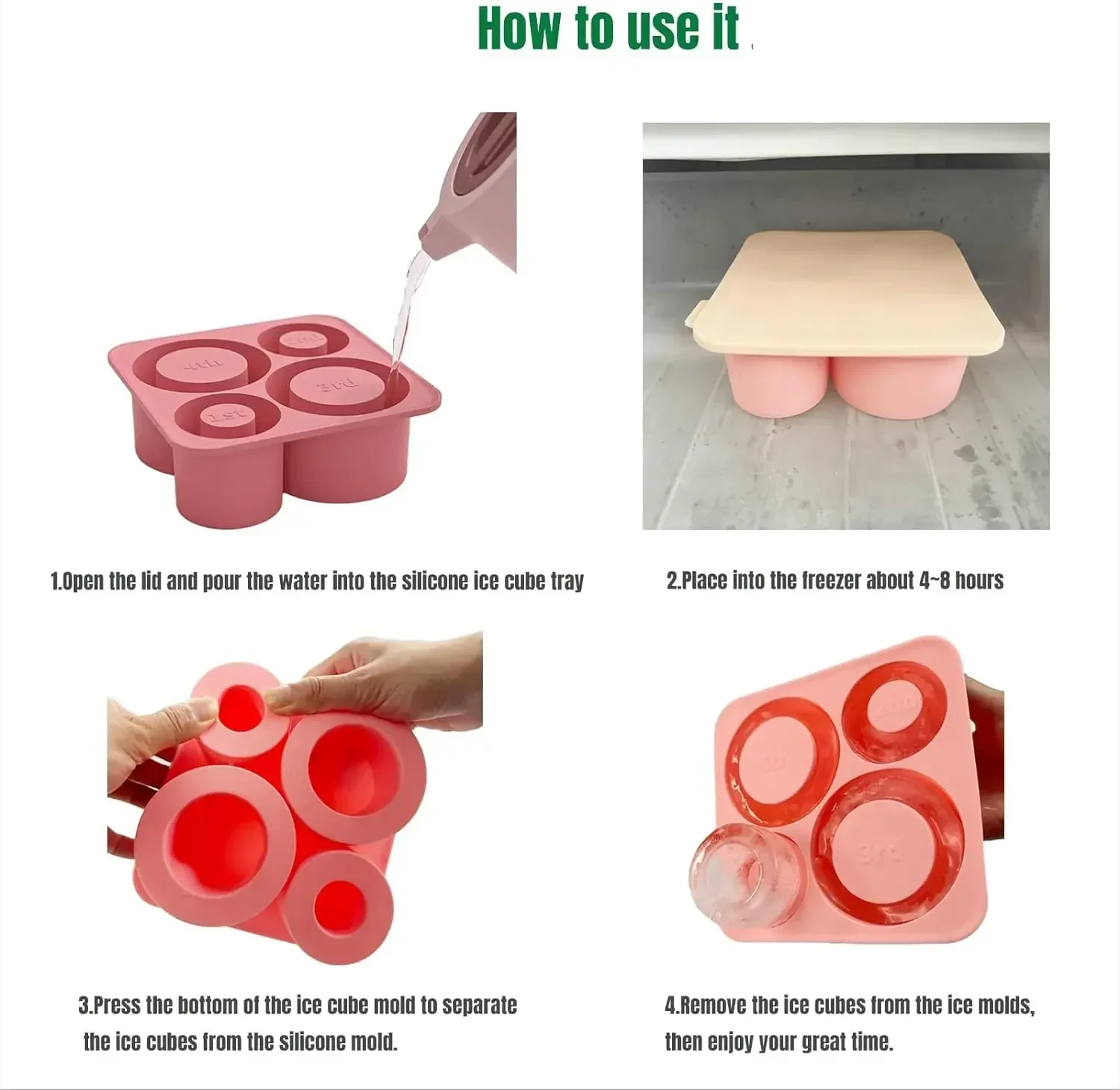 Stanley Ice Cube Maker With Lid 4 Hollow Cylinder Ice Cube Molds