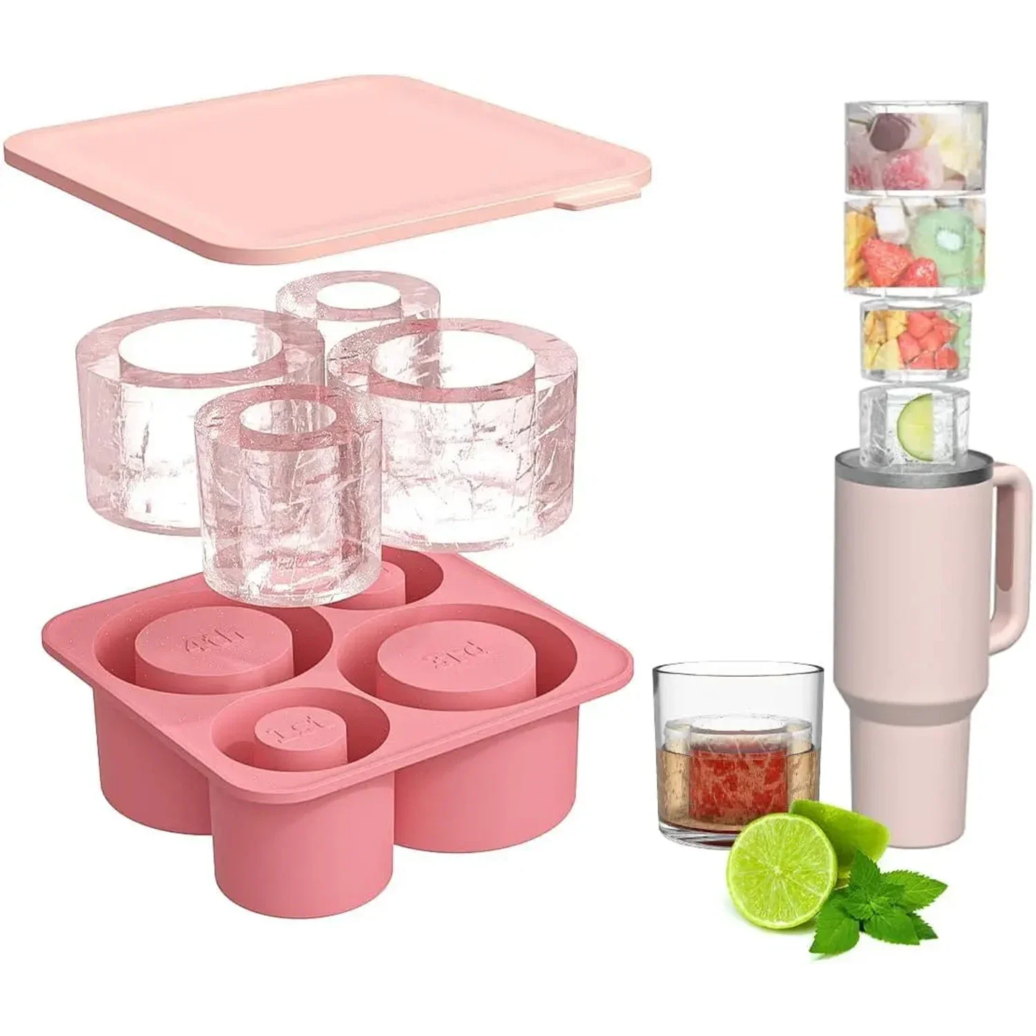 Stanley Ice Cube Maker With Lid 4 Hollow Cylinder Ice Cube Molds