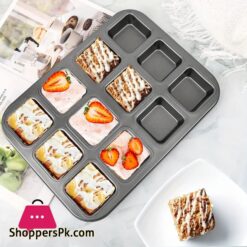 12-Mini Loaf Baking Pans Kitchen Cake Square Household Bread Muffin Multi-function Mold