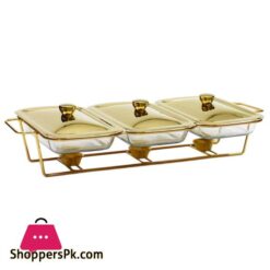 3 In1 Burner Dish Rectangle Food Warmer 3.9L