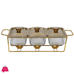 3 in1 Burner Dish Rectangle Food Warmer 3.9L