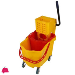 35 Liter Commercial Restaurant Janitorial Cleaning Rolling Industrial Mop Bucket With Down Press Wringer (Double)