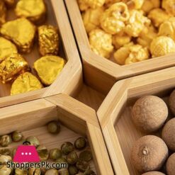 Serving Platter 4 Compartments Bamboo Wooden Divided Serving Tray With Lid Removable Dividers Wooden Nut Tray With Lid Great Veggie Tray Serving Dish Candy Bowl Serving Trays For Party Taco Dip Parties Platters Chip Bowls For Parties