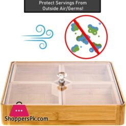Serving Platter 4 Compartments Bamboo Wooden Divided Serving Tray With Lid Removable Dividers Wooden Nut Tray With Lid Great Veggie Tray Serving Dish Candy Bowl Serving Trays For Party Taco Dip Parties Platters Chip Bowls For Parties
