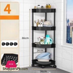 4-Layer Multipurpose Plastic Corner Rack Metal Pipe Floor Corner Shelf Basket