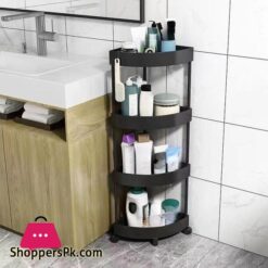 4-Layer Multipurpose Plastic Corner Rack Metal Pipe Floor Corner Shelf Basket