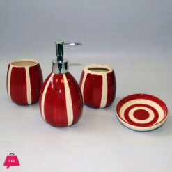 4-Piece Black White Red White Strip Bath Set