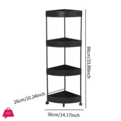 4-Layer Multipurpose Plastic Corner Rack Metal Pipe Floor Corner Shelf Basket