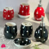 4-Piece Black &Amp; Red Bath Set