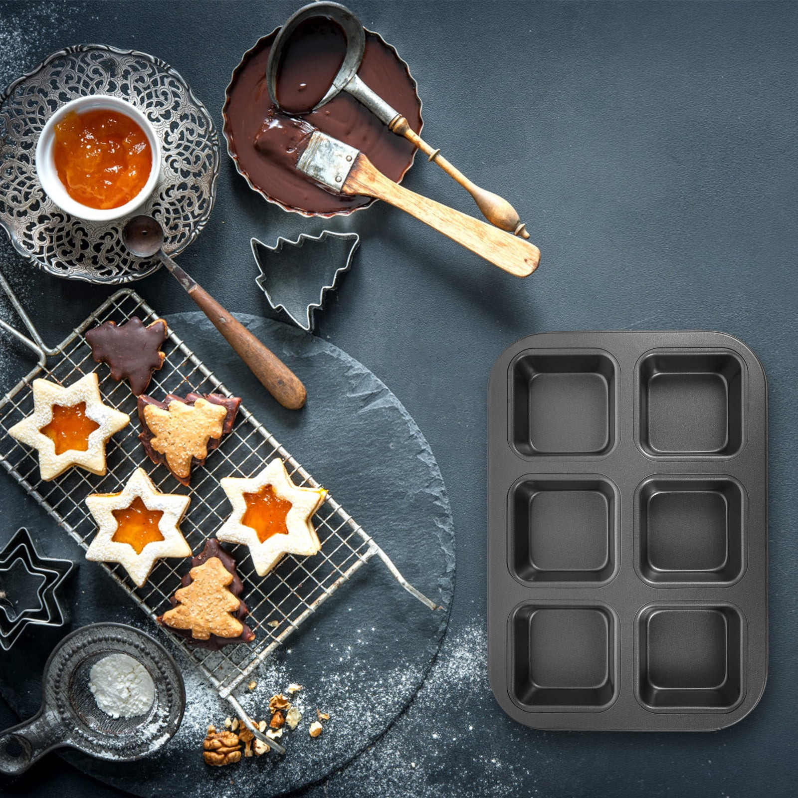 6-Mini Loaf Baking Pans Kitchen Cake Square Household Bread Muffin Multi-Function Mold 6 6-Mini Loaf Baking Pans Kitchen Cake Square Household Bread Muffin Multi-Function Mold