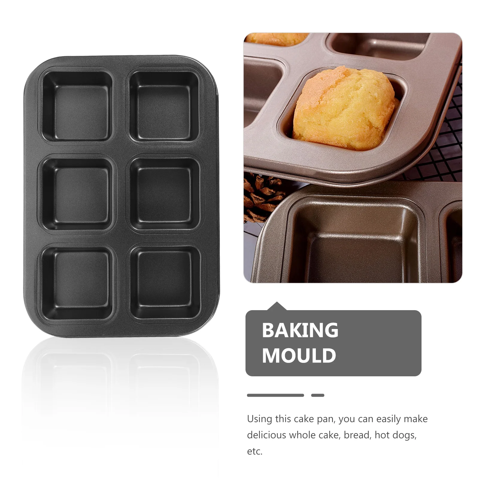 6-Mini Loaf Baking Pans Kitchen Cake Square Household Bread Muffin Multi-Function Mold 8 6-Mini Loaf Baking Pans Kitchen Cake Square Household Bread Muffin Multi-Function Mold