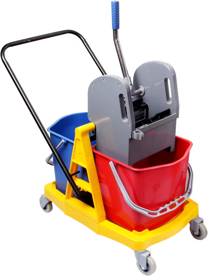 60 Liter Commercial Restaurant Janitorial Cleaning Rolling Industrial Mop Bucket With Down Press Wringer (Triple) 5 60 Liter Commercial Restaurant Janitorial Cleaning Rolling Industrial Mop Bucket With Down Press Wringer (Triple)