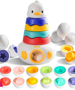 Baby Stacking Toy with Rings Montessori Toy 3-in-1 Matching Eggs Stacking Tower for Stacking Game