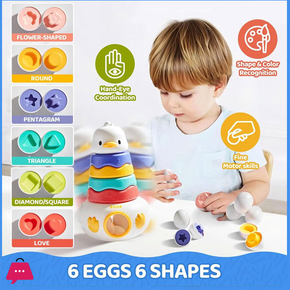 Baby Stacking Toy With Rings Montessori Toy 3-In-1 Matching Eggs Stacking Tower For Stacking Game 6 Baby Stacking Toy With Rings Montessori Toy 3-In-1 Matching Eggs Stacking Tower For Stacking Game - Image 4