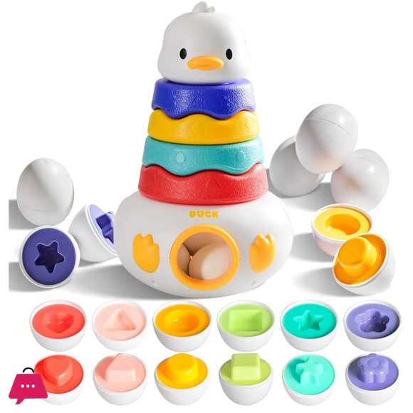 Baby Stacking Toy With Rings Montessori Toy 3-In-1 Matching Eggs Stacking Tower For Stacking Game 3 Baby Stacking Toy With Rings Montessori Toy 3-In-1 Matching Eggs Stacking Tower For Stacking Game