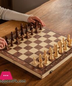 Chess Set - Magnetic Foldable Portable Solid Wood Chess Board