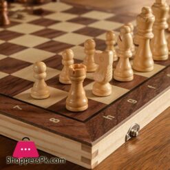 Chess Set - Magnetic Foldable Portable Solid Wood Chess Board