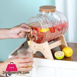 Glass Barrel Beverage Dispenser Decanter - 3 &Amp; 5 Liter
