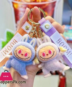 Labubu Flocking Fabric Keychain Pendant Bag Key Chain 1-Pcs
