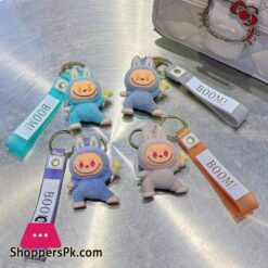 Labubu Flocking Fabric Keychain Pendant Bag Key Chain 1-Pcs