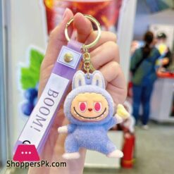 Labubu Flocking Fabric Keychain Pendant Bag Key Chain 1-Pcs
