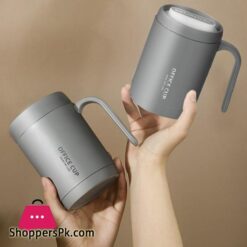 Grey Creative Pp Liner Portable Office Large Capacity Covered Drinking Cup Thermal Insulation Coffee Cup