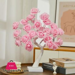 Rose Blossom Tree Night Light LED Lighted Tabletop Artificial Flower Bonsai Tree Lamp