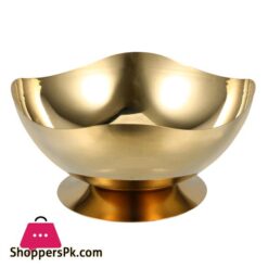 Stainless Steel Ice Cream Footed Salad Dessert Fruit Bowl Golden Large- 20CM
