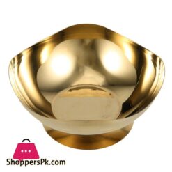 Stainless Steel Ice Cream Footed Salad Dessert Fruit Bowl Golden Large- 20Cm