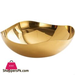 Stainless Steels Golden Fruit Bowl Salad Bowl Countertops Serving Bowl - 16Cm