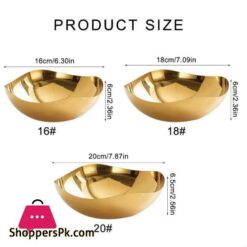 Stainless Steels Golden Fruit Bowl Salad Bowl Countertops Serving Bowl - 16Cm