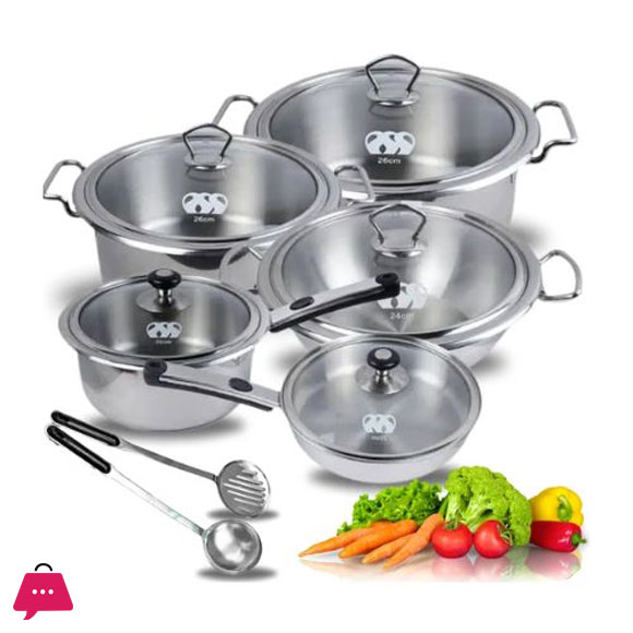 Alpha Stainless Steel 12-Piece Premium Cookware Gift Set 4 Alpha Stainless Steel 12-Piece Premium Cookware Gift Set - Image 2