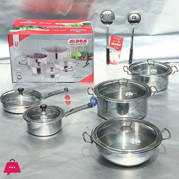 Alpha Stainless Steel 12-Piece Premium Cookware Gift Set 3 Alpha Stainless Steel 12-Piece Premium Cookware Gift Set