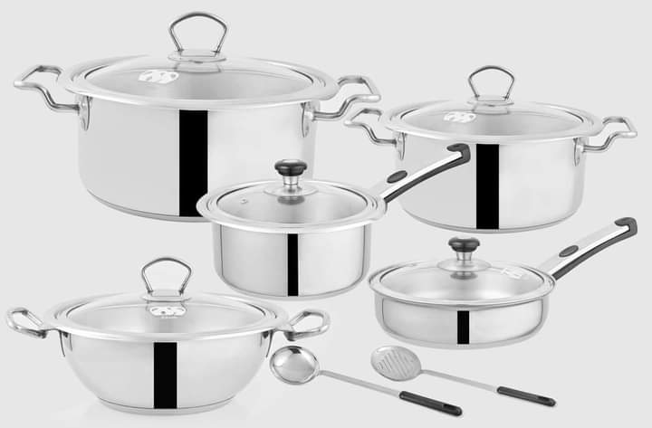 Alpha Stainless Steel 12-Piece Premium Cookware Gift Set 12 Alpha Stainless Steel 12-Piece Premium Cookware Gift Set